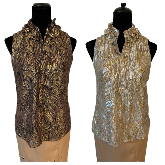 Elie Tahari Tops - Elie Tahari Metallic Ruffle Top